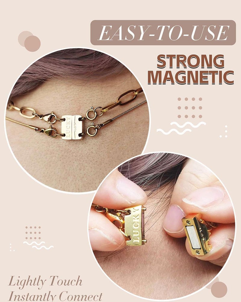 OHINGLT Lucky Necklace Layering Clasp Separator for Stackable,14K Gold and Silver Plated Multiple Necklace Clasps for Women - Image 2